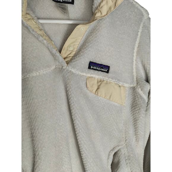 Patagonia Womens Re-Tool Pullover Snap-T Ivory Fleece 1/4 Snap Sz Small Fuzzy - Picture 2 of 4